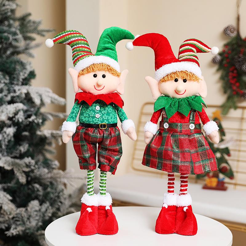 Christmas Decoration Elf Doll Christmas Gift Retractable Elf Doll Under The Christmas Tree Dress-up Props