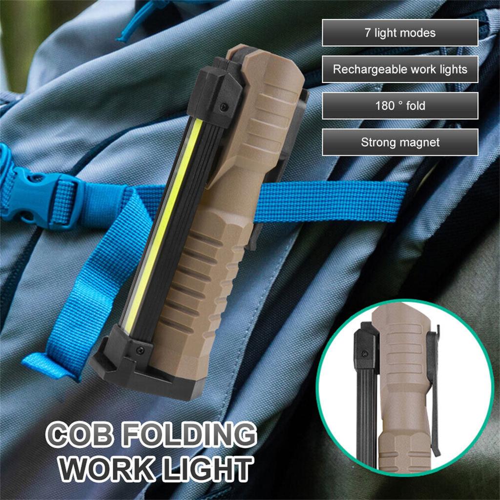 LED Work Light 1000 Lumens Rechargeable Flashlight Metal Hook USB Charging Cable
