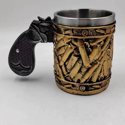 Handmade Look Mug Cup Pistol Western Ammo Bullet Shell Beer Stein Tankard Coffee