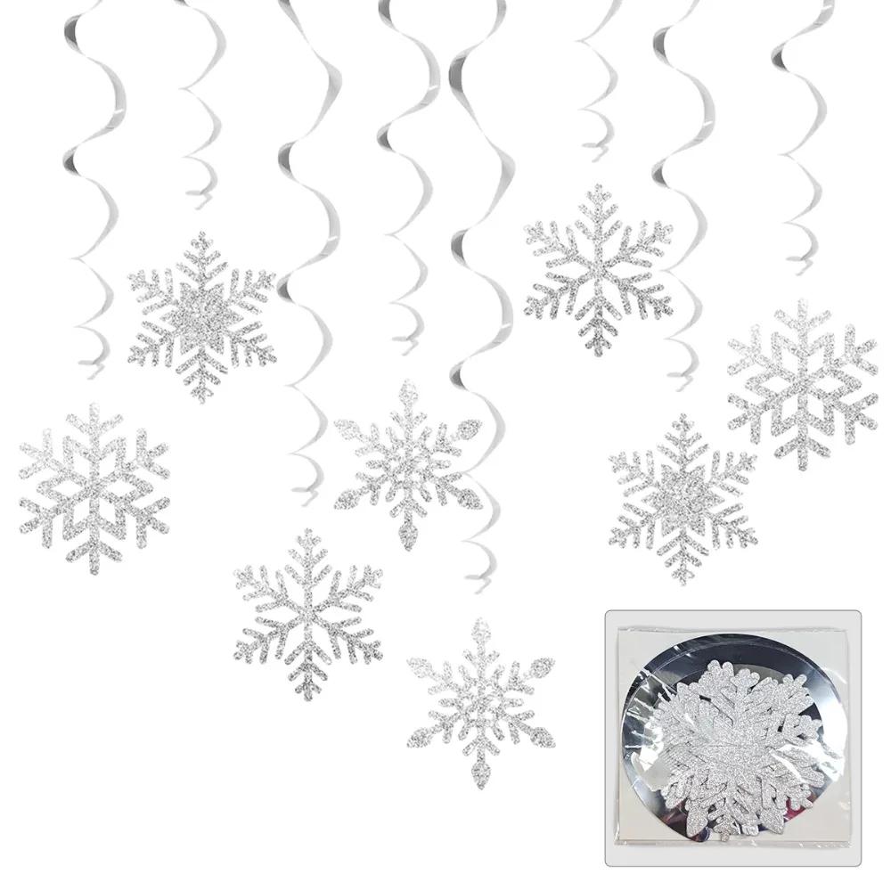 High Quality 8pcs Ceiling Streamers Christmas Snowflake Streamers Swirl Snowflake Vortex Snowflake Hanging Ornament Snowflake