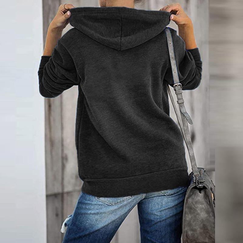 JKASHDK Felpe con cappuccio e felpe con cappuccio a maniche lunghe con stampa tinta unita casual alla moda da donna