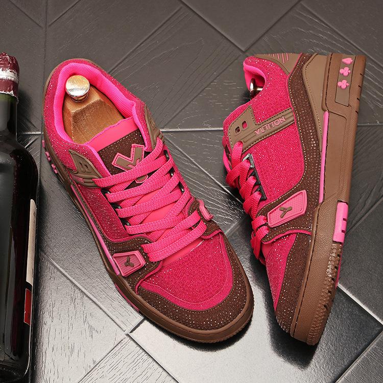 Low Cut Trendy Shoes Men's Rhinestone Fashion Trend Board Shoes Personalized Color Blocking Korean Version Full Diamond Casual Shoes Lightweight