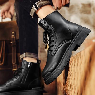 Mode Enkellaarzen Voor Mannen Zwart Casual Hoge Schoenen Sneakers Mannen Nieuwe Leren Laarzen Klassieke Rits Motorlaarzen Mannen 2023
