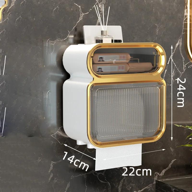 

Toilet paper holder bathroom storage rack waterproof roll tissue storage box wall mounted storage rack, bathroom accessories платиновый