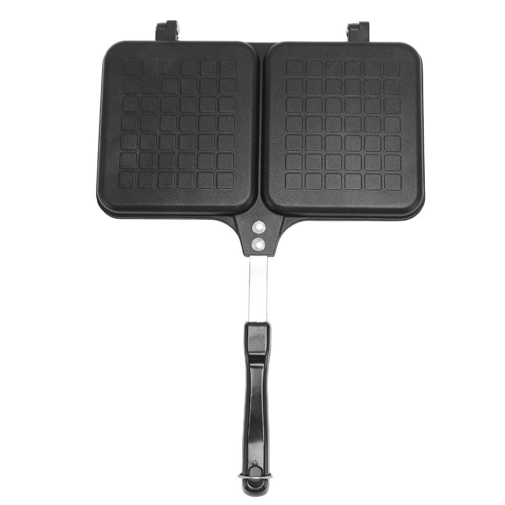 Aluminum Alloy Sandwich Pan Double Sided Square Sandwich Frying Pan Non-Stick Hanging Hole Aluminum Alloy Sandwich Pan Stovetop чёрный