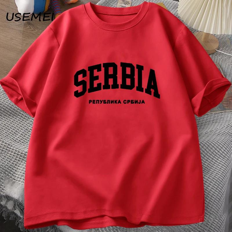 Republik Serbien T-Shirt Herren Sommer Baumwolle Kurzarm SERBIEN T-Shirt Harajuku Unisex T-Shirt Herrenbekleidung Bedrucktes T-Shirt Tops