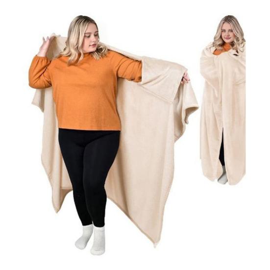 Wearable Blanket for Women Men Soft Plush Blanket with Pocket Sleeves Warm Couch Bed Blanket for Dorm Bedroom Flights