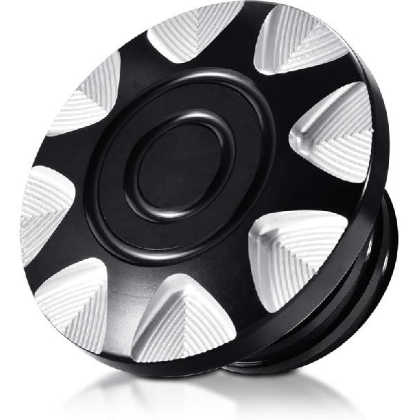 KATUR Motorcycle CNC Fuel Gas Oil Tank Cap Billet Aluminum Decorative Gas Oil Cap Compatible with Harley Davidson Sportster XL 1200 883 X48 Dyna No-5 Black
