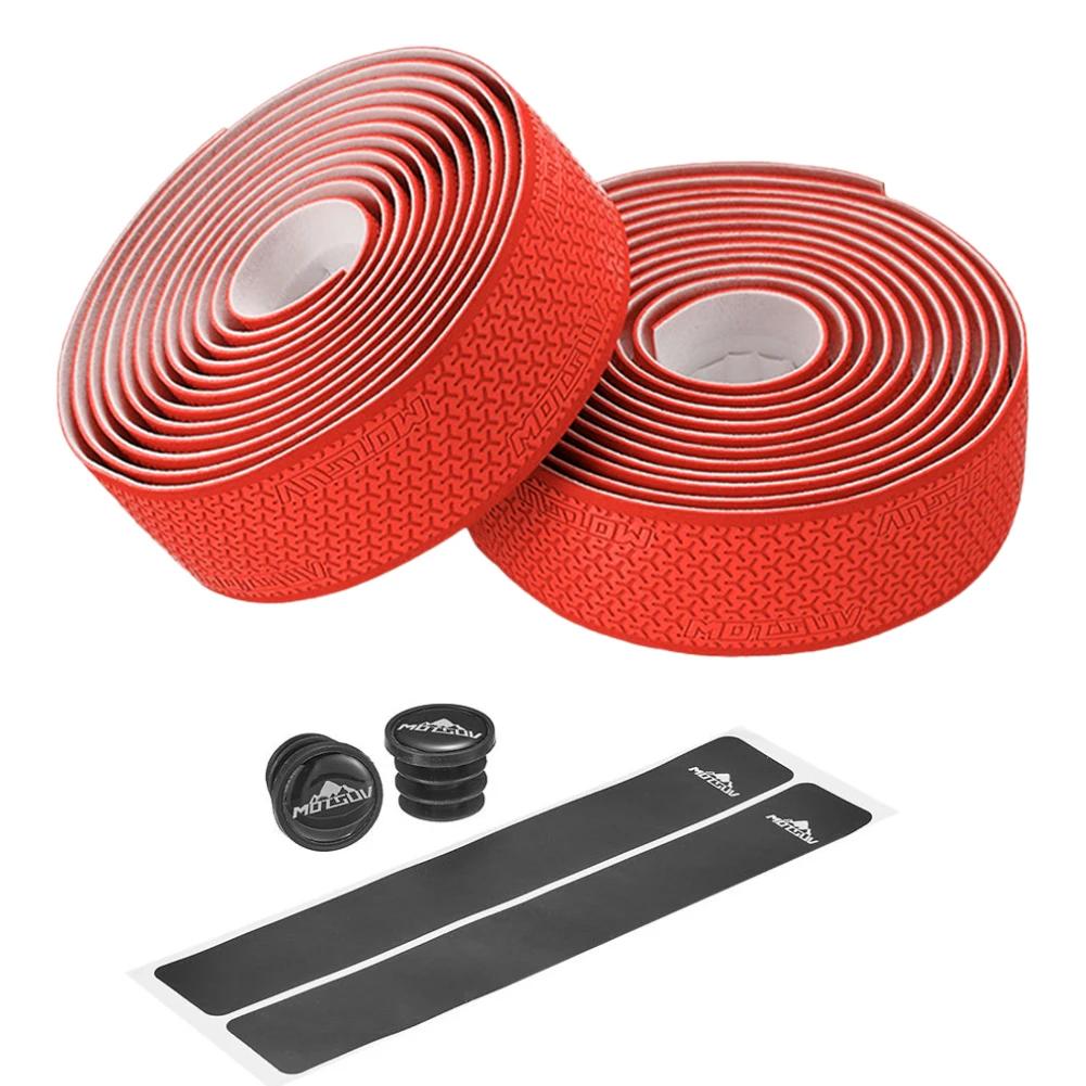 

MUQZI PU EVA Handlebar Tape Anti-Slip Damping Road Bike Handle Belt Wraps Sweat Absorption Quick-drying Enhance Bike Grip красный