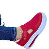 Women's Wide Width Knitted Low Top Shoes, Breathable Wedge Sole Slip-Ons, Platform Cut-Out Design Sneakers In Stock