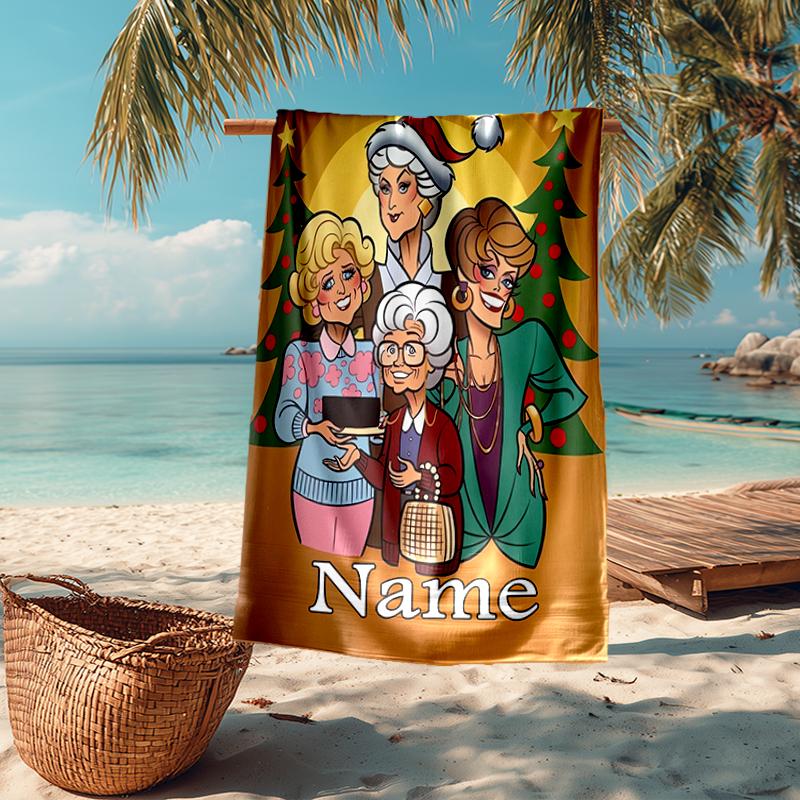 Custom Name Ultra-Soft Beach Towel with The Golden Girls Theme,Ideal for Pool - Camping, Diving - Perfect Travel Essential, Vibrant Beach Towel.