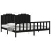 vidaXL Massivholzbett mit Kopfteil Schwarz 200x200 cm
