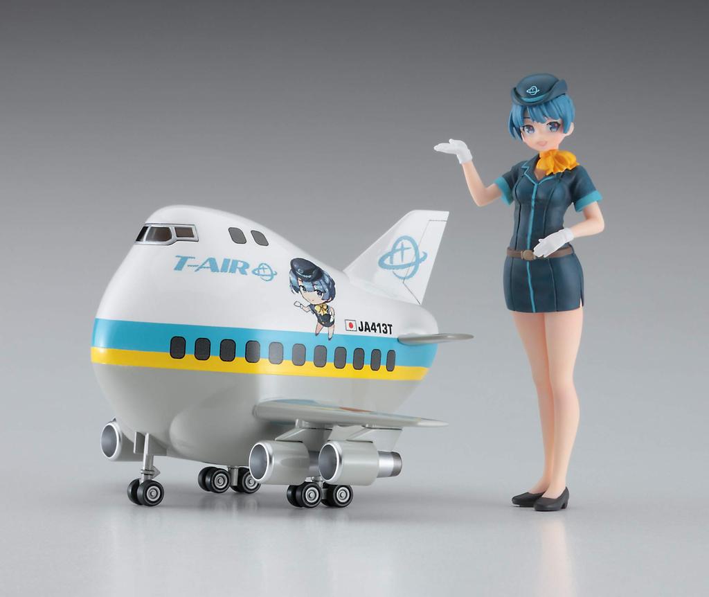 Hasegawa Egg Girls Collection Maiyuki Sara Resin Figure Plastic Model SP465 No.12 1/20 (CA) w/Airliner & Non-Scale