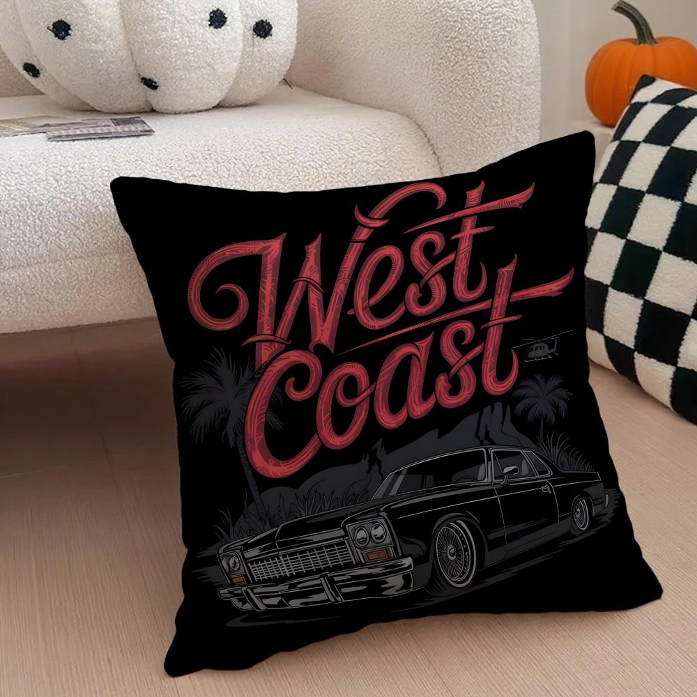 Brand Biker W-West Coast Choppers Cushion Cover Throw Pillow Cover Hidden Button Durable Polyester Chair Cushion