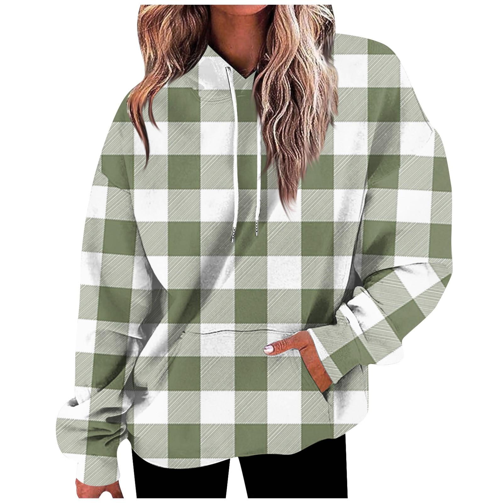 

Женская мода Повседневные Универсальные повседневные толстовки с круглым вырезом Графика Повседневные с длинным рукавом Лоскутная верхняя одежда с принтом в виде решетки Толстовки XL