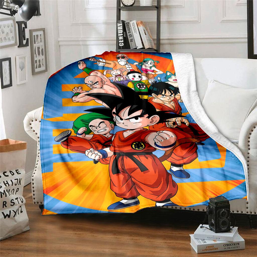 1PC Son Goku  Print Flannel Blanket, High quality All Seasons, Home Decor, Warmth and Comfort, Perfect for Christmas Gifts