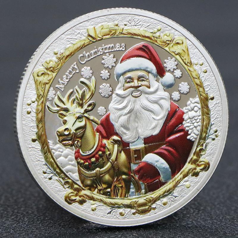 Europeisk och amerikansk jultomte, guldpläterad och silverpläterad, minnesmynt, medaljer, nyårsgåvor, julklapp, julstrumpa