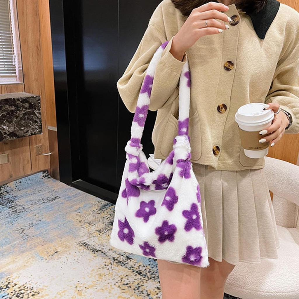 flower fuzzy tote bag