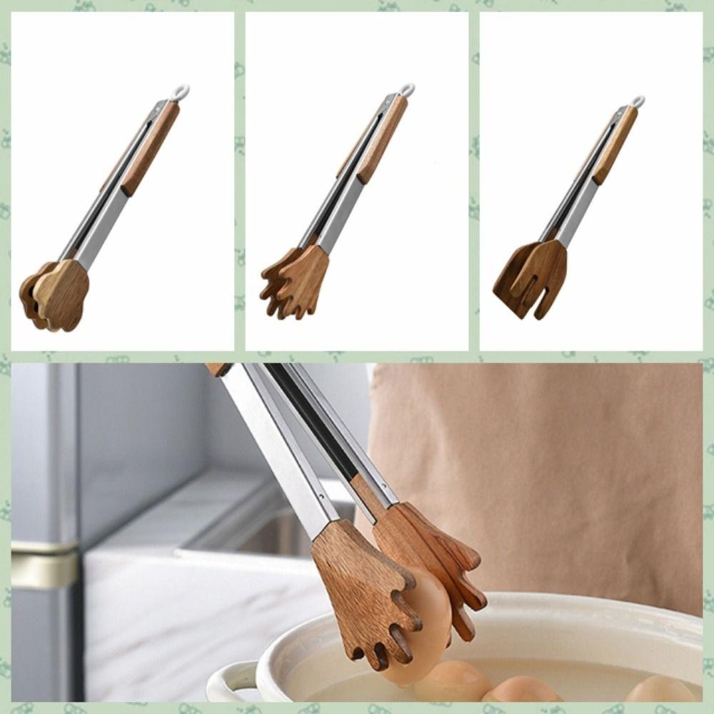 

Противоожоговые зажимы для хлеба, нескользящие щипцы для барбекю, кухонные гаджеты, зажимы для еды из цельного дерева, стейк