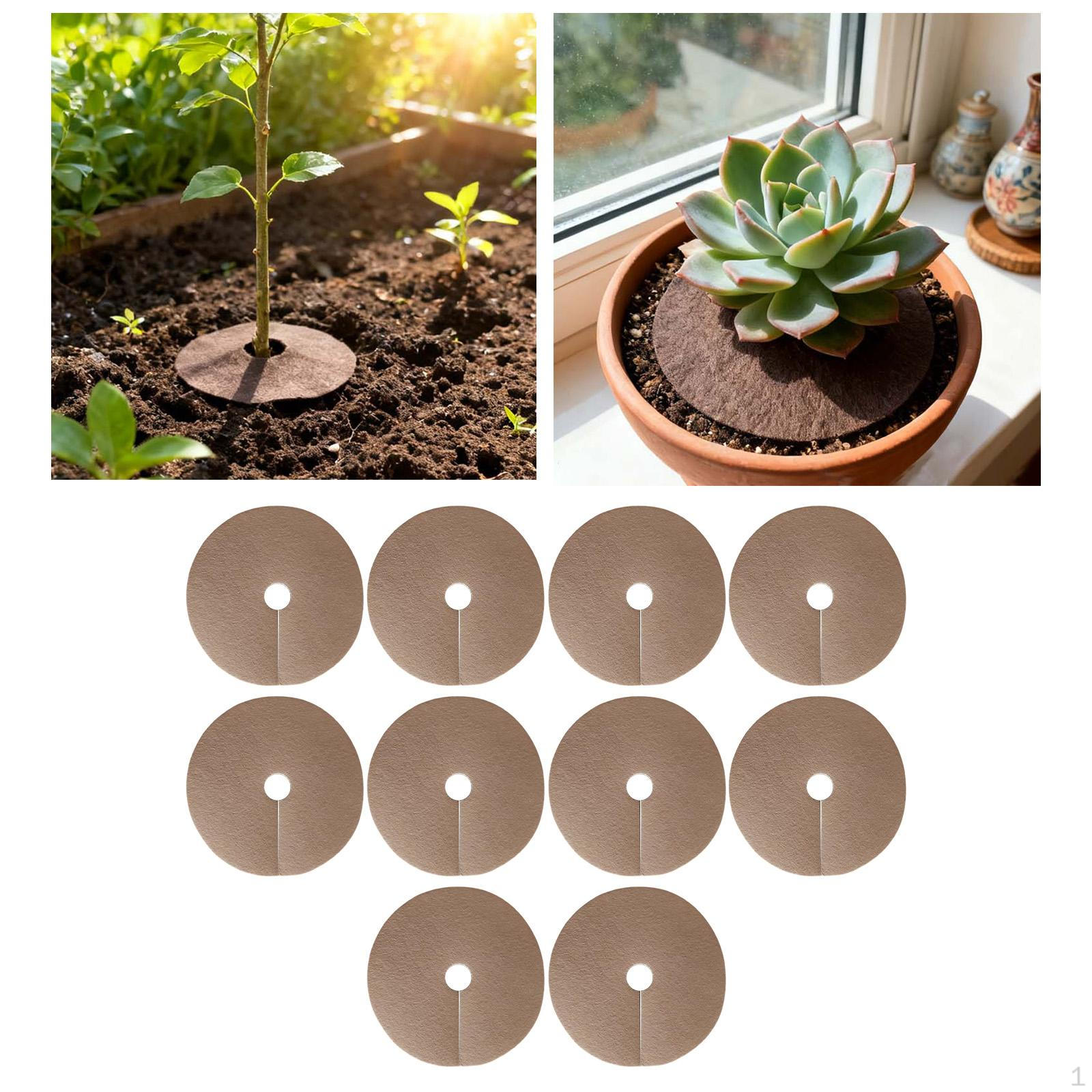 

10 Mats, Lightweight, Easy to Use, Mulch Rings, Plant Covers for Garden And Lawn
