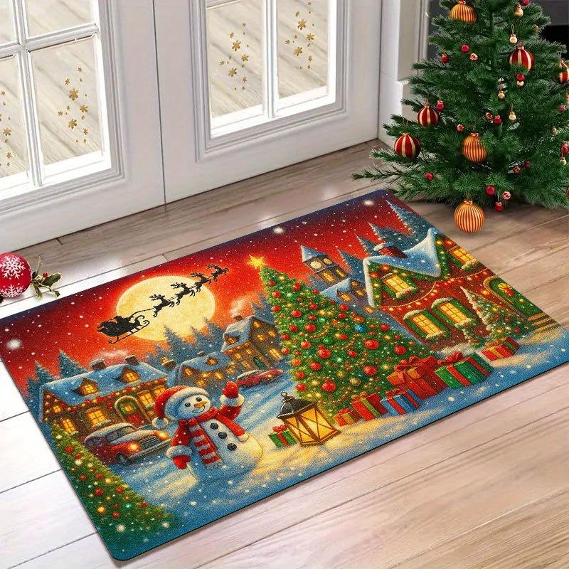 1Pcs Anti Fatigue Kitchen Rugs Christmas Snowman Waterproof Non-Slip Thick Cushioned Kitchen Mat Heavy Duty Comfort Standing Mat for Kitchen