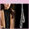 Elegant Long Water Drop Pendant Necklace For Women Stylish Fashionable Crystal Sweater Chain