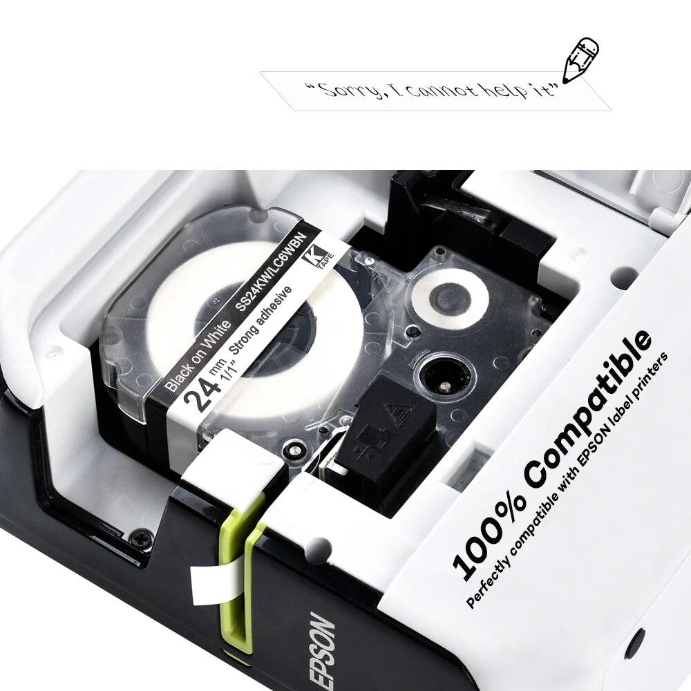 2 pachete de etichete multicolore de 24 mm Bandă de etichete compatibilă Epson LC-6WBN / SS24KW SC24RW SC24BW SD24K pentru imprimanta Epson LW400 500 600