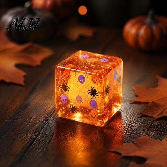 Taschen-Quetschspielzeug Halloween Stresswürfel Sensorisches Spielzeug, Spielzeug mit Kürbis-Schädelmuster Spinnenmuster, Klar Angstlinderung Partygeschenke Langsam