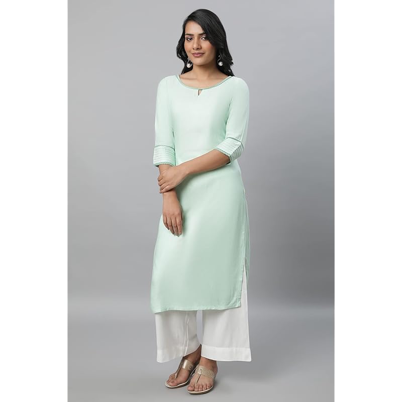 Aurelia Women s Viscose Solid Regular Kurta (23FEA12231-702550_Green XL зелёный