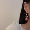 Retro Natural Real Flower Eternal Flower Earrings Niche Design Sense Freshwater Pearl Femaleaint for Women Long Earrings Jewelry