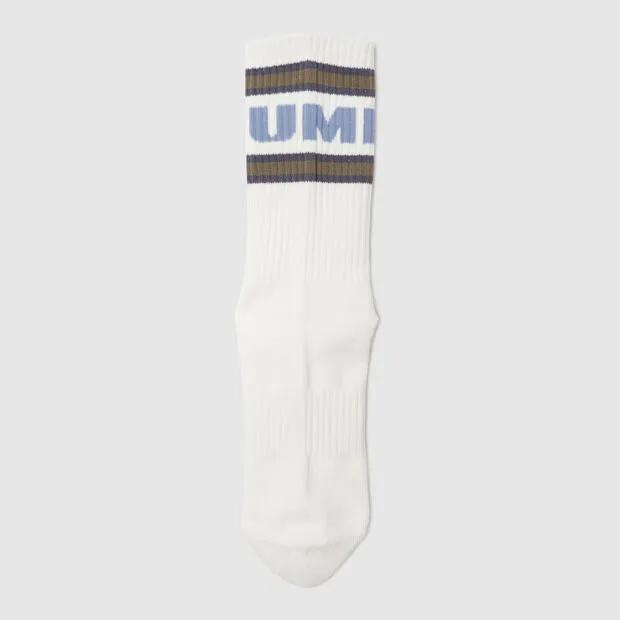 Striped Wording Crew Socks Ivory (UQ323CSC95)
