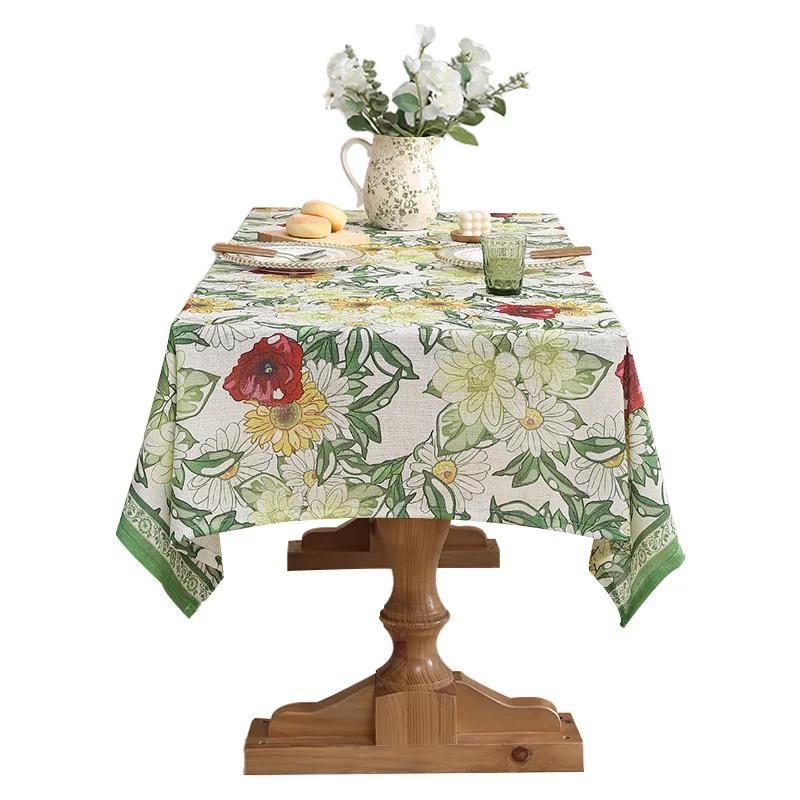 Хлопковая и льняная скатерть с растительным принтом — фото 5