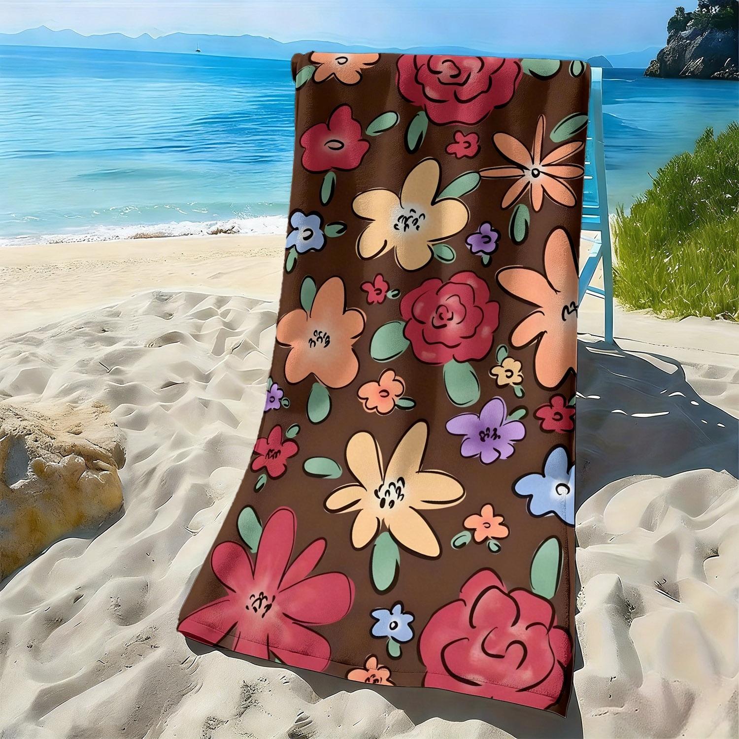 

Cute flower wind colorful flower pattern polyester microfiber beach towel is highly absorbent, suitable swimming beach outings W40*H60(CM)