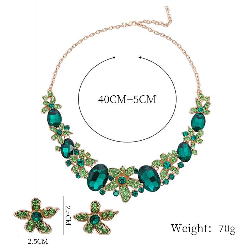 3pcs Luxurious and Exquisite Floral Necklaces and Earrings Set with Colorful Zircons Set for Bridal Banquet Dress Decoration