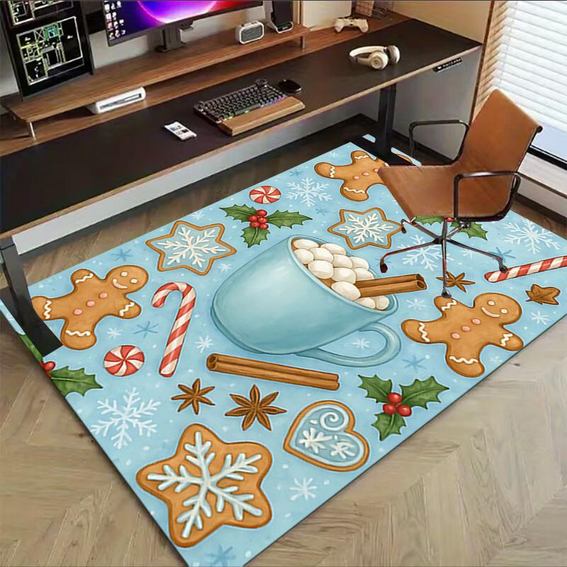 1PC Christmas, cookies Extra Large Non Slip Floor carpet, Office, family, bedroom, Studio Large Area Rug Indoor Rugs, Vibrant Colors