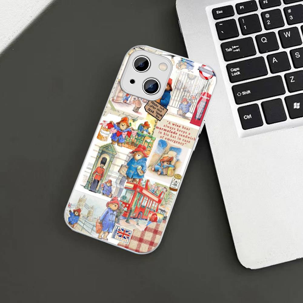 Cute P-Paddingtons Bear For IPhone 14 13 12 Mini 11 Pro XS Max X XR 14 Plus Tempered Glass Cover