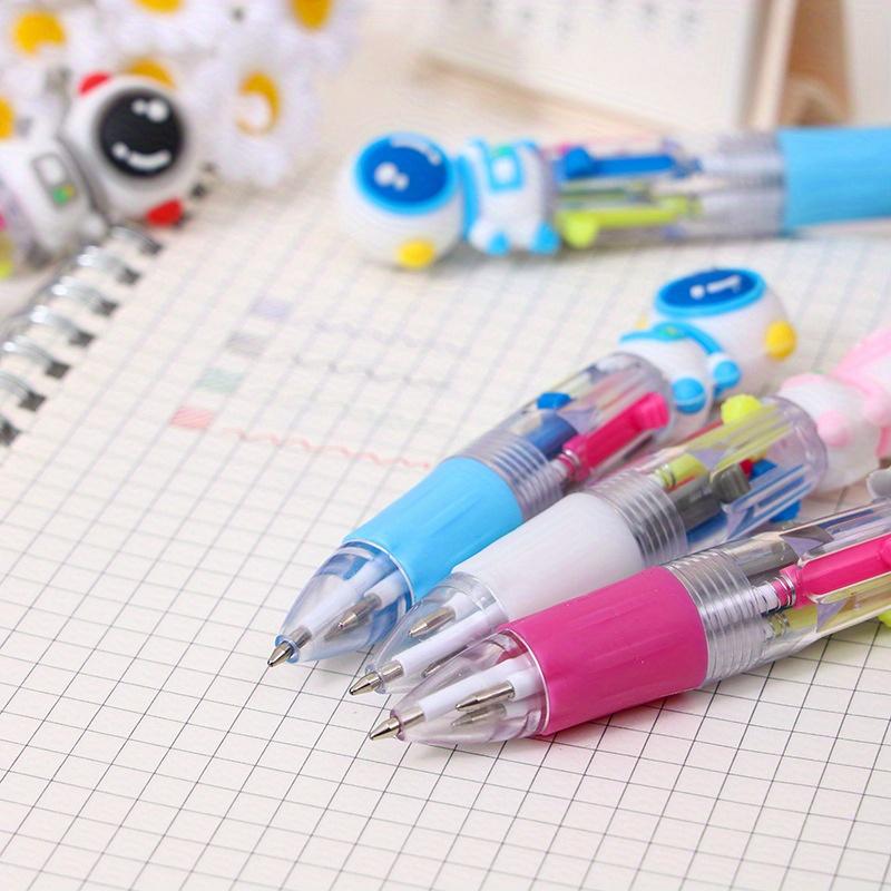 36pcs 0.7mm Soft Rubber Astronaut Four-color Ballpoint Pen Cartoon Shape Mini Hand Pen Press Multi-color Gift Pen Stationery Back To School Season