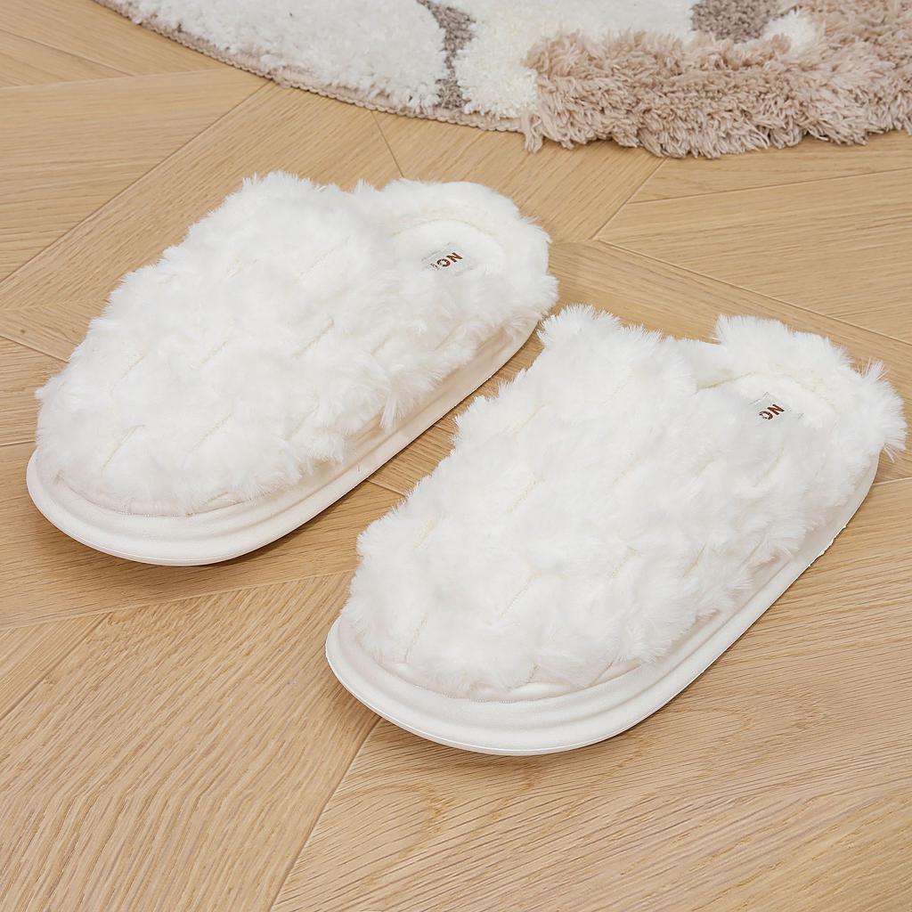 Winter couple fluffy slippers home warm fleece non-slip thick-soled golden turtle fleece indoor cotton slippers