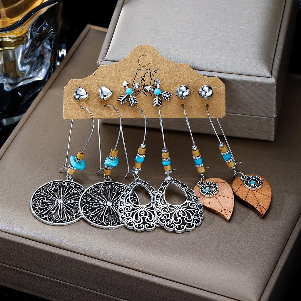 Earring Set, Retro Earrings, Long Fringed Leaves, Ethnic Style Alloy Women's Earrings.