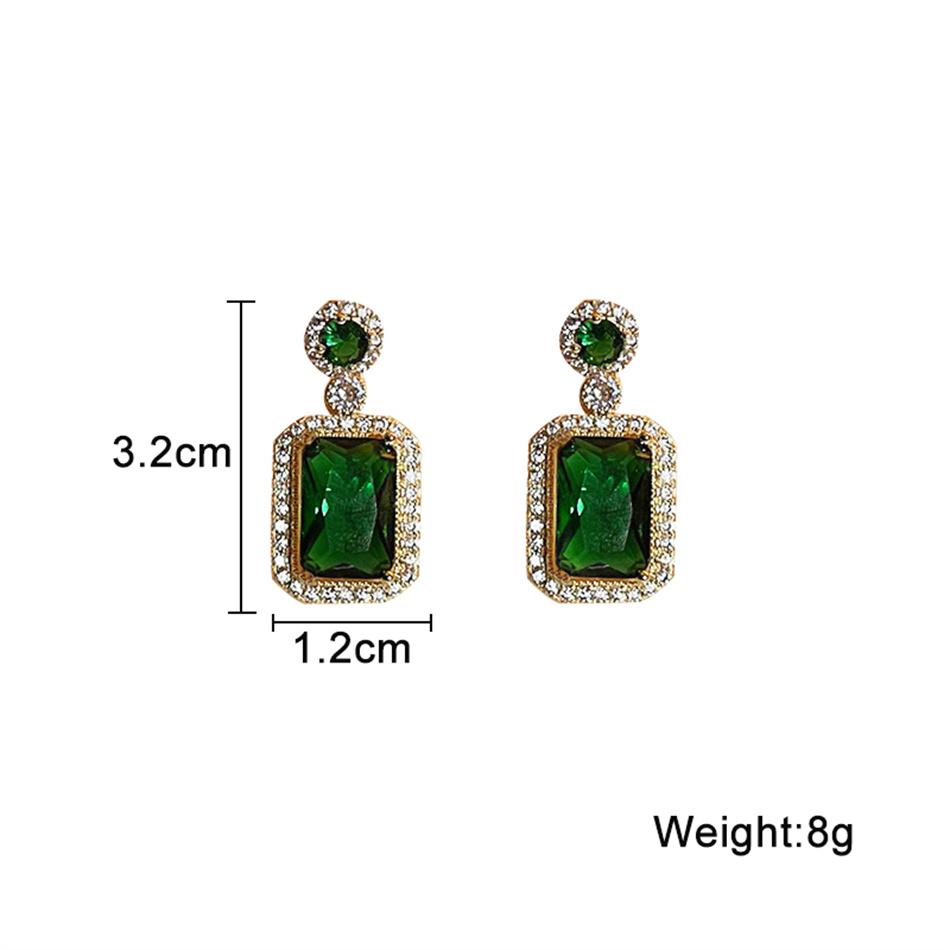 Smaragdové čtvercové náušnice s velkolepým a luxusním vzhledem, módní náušnice pro ženy