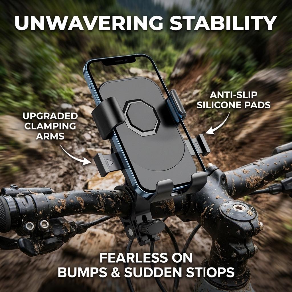 Shockproof 360° Rotating Phone Mount for Bicycles, Electric Scooters, and Motorcycles