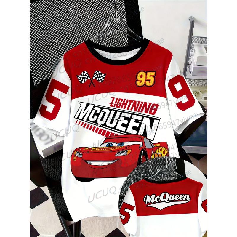 Lightning Mcqueen&Sally Cato Graphic Football Jersey O-Neck Cute Casual Sportswear Fashion Top Men's Women's T-shirts