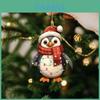 Penguin Car Decor Acrylic Christmas Hat Pendant With Cartoon Design For Vehicle Interior