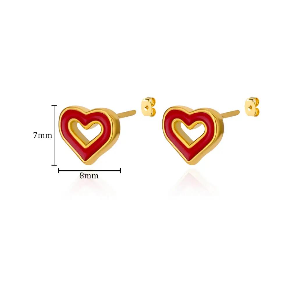 Stainless Steel Enamel White Heart Earring for Women Minimalist Gold Color Stud Earrings Waterproof Vacation Charm Zircon Gifts