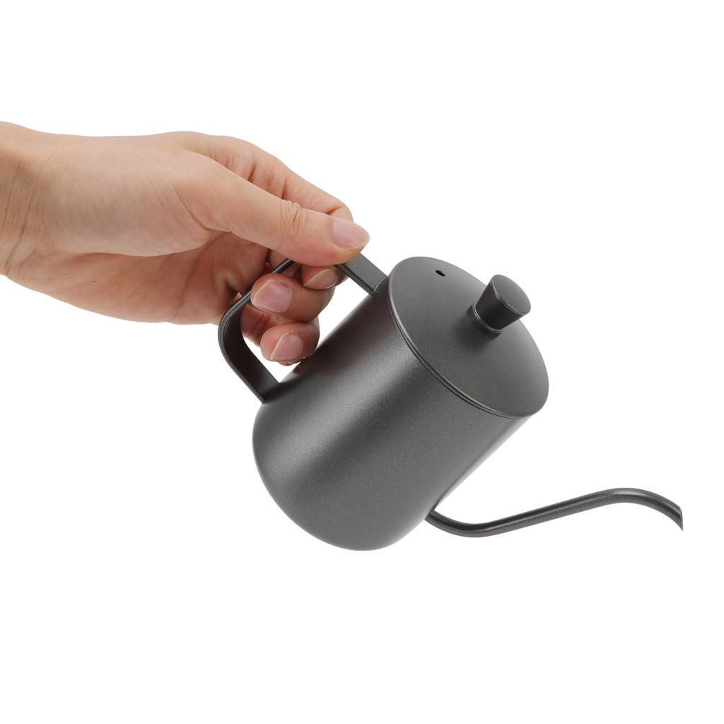 Long Narrow Coffee Kettle Black Stainless Steel Rustproof Small Pour Over Kettle with Lid for Home 350ml