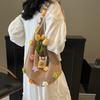 Sac à bandoulière grande capacité style décontracté pour femmes, été, petites fleurs fraîches, style ethnique, sac tricoté, simple et polyvalent