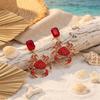 Light Luxury Full Rhinestone Crab Pendant Earrings for Women Exaggerated Sea Animal Earrings Summer Vacation Beach Jewelry