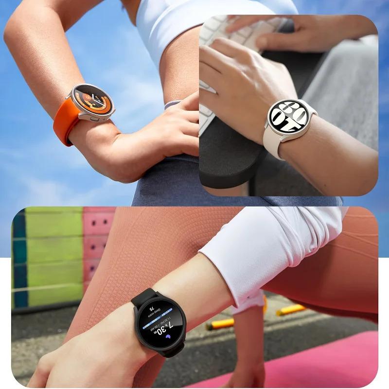 2pcs Strap & PC Case for Watch7/6/5/5Pro/4/FE Original Wave Stitch Color Buckle Semi-Covered Sweat-Proof for Sports