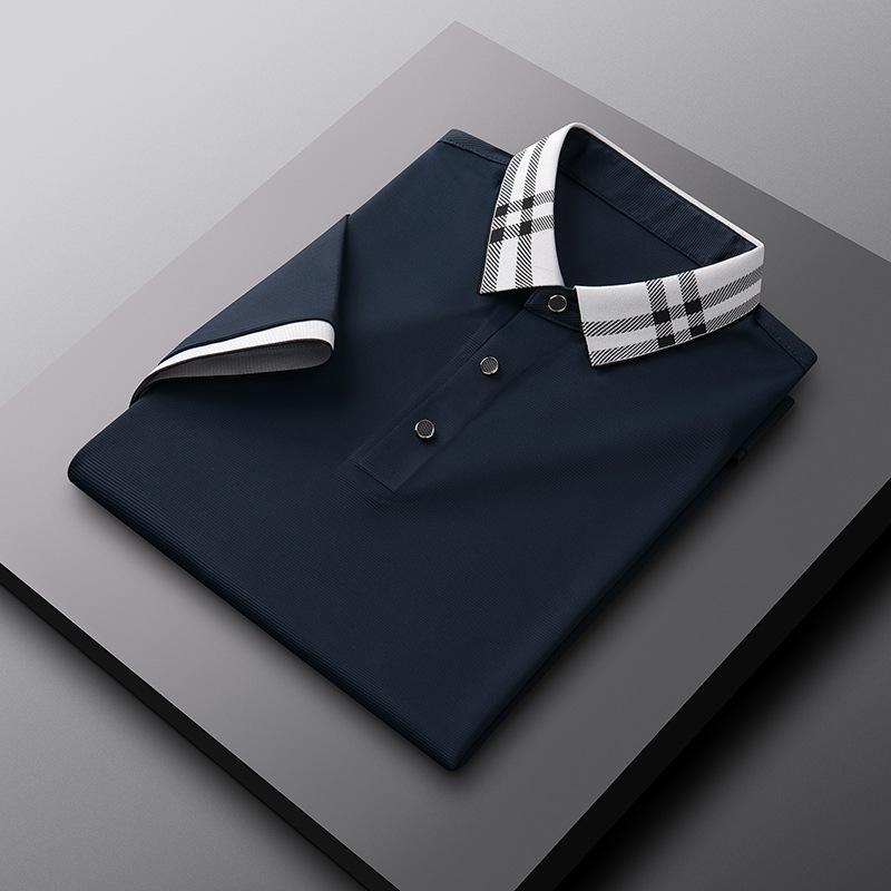 

Летняя новая мужская футболка с коротким рукавом для молодежи и среднего возраста, повседневная модная рубашка-поло с цветными лацканами, мужская одежда XL