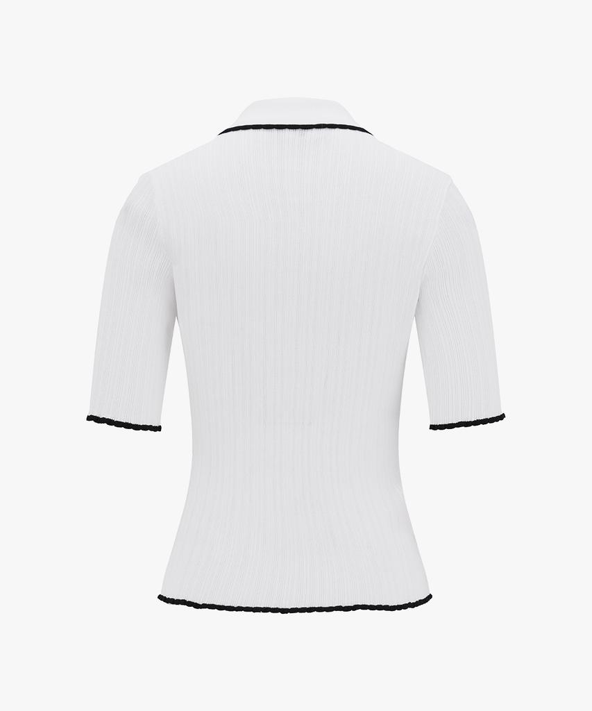 FAIRLIAR GOLF Scallop Collar Three-Quarter Knit (White)